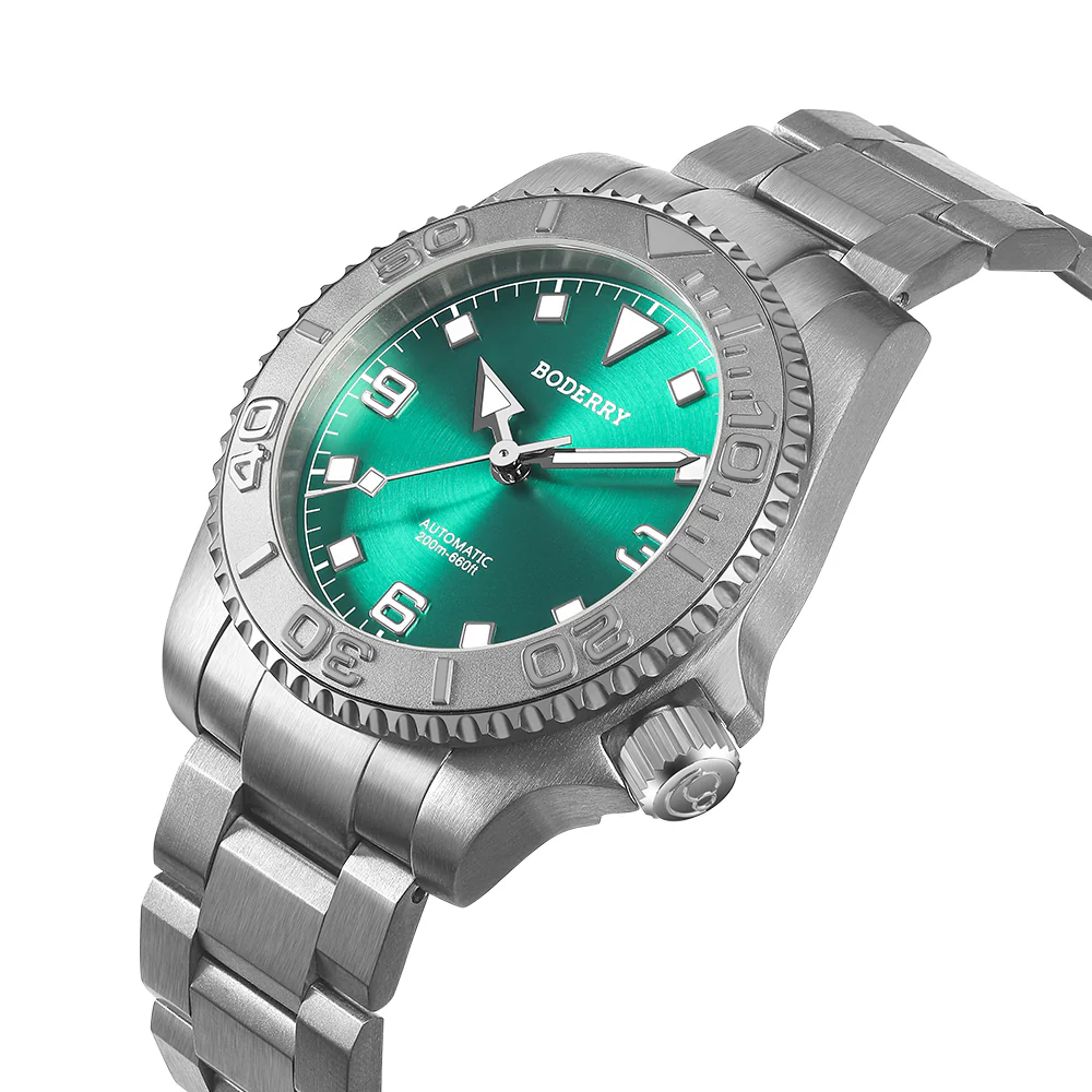 ADMIRAL 3-Hand No-Date - 200M Waterproof Titanium Automatic Diver Watch | Aurora Green thumbnail 4