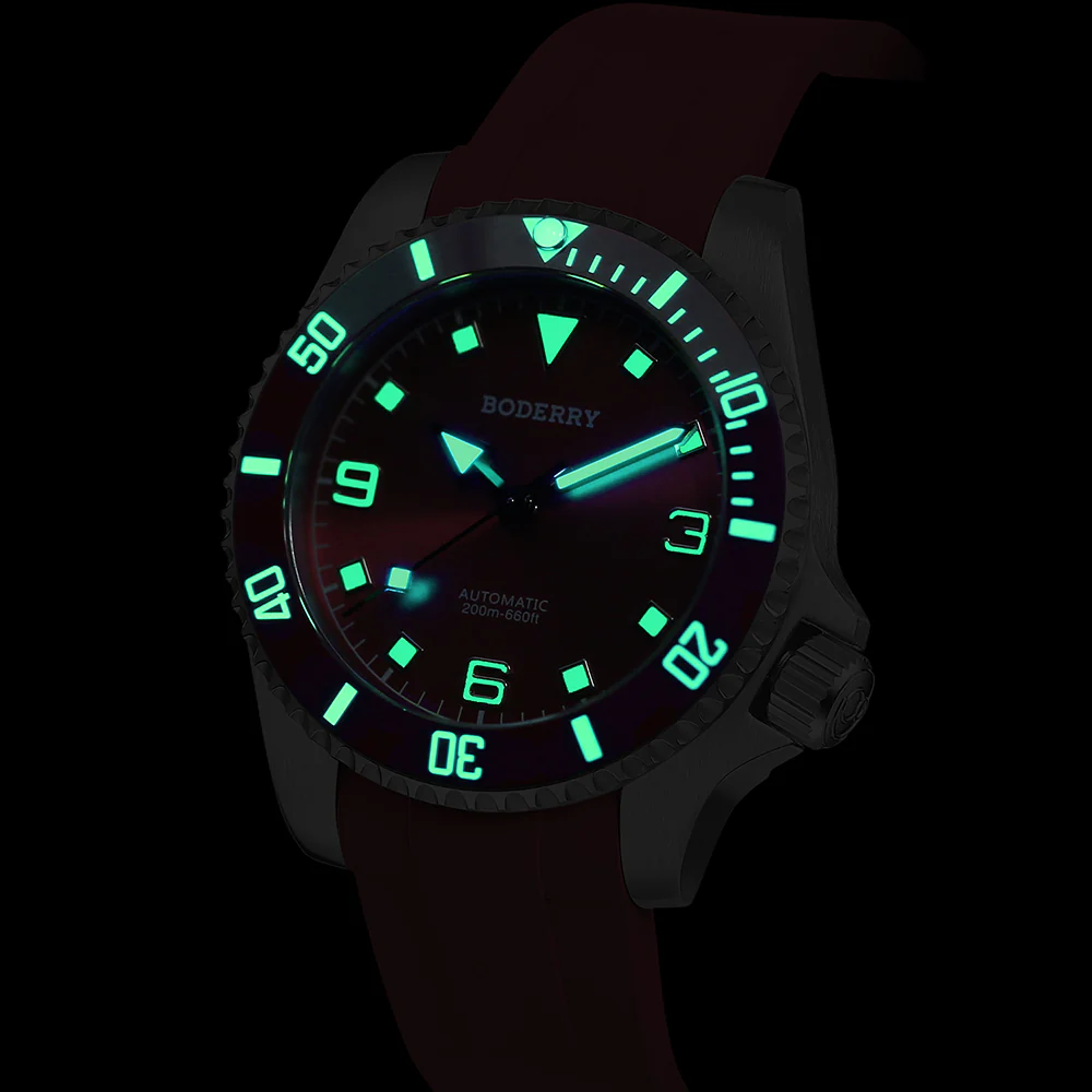 ADMIRAL 3-Hand No-Date - 200M Waterproof Titanium Automatic Diver Watch | Coral Red(Ceramic Bezel) thumbnail 2
