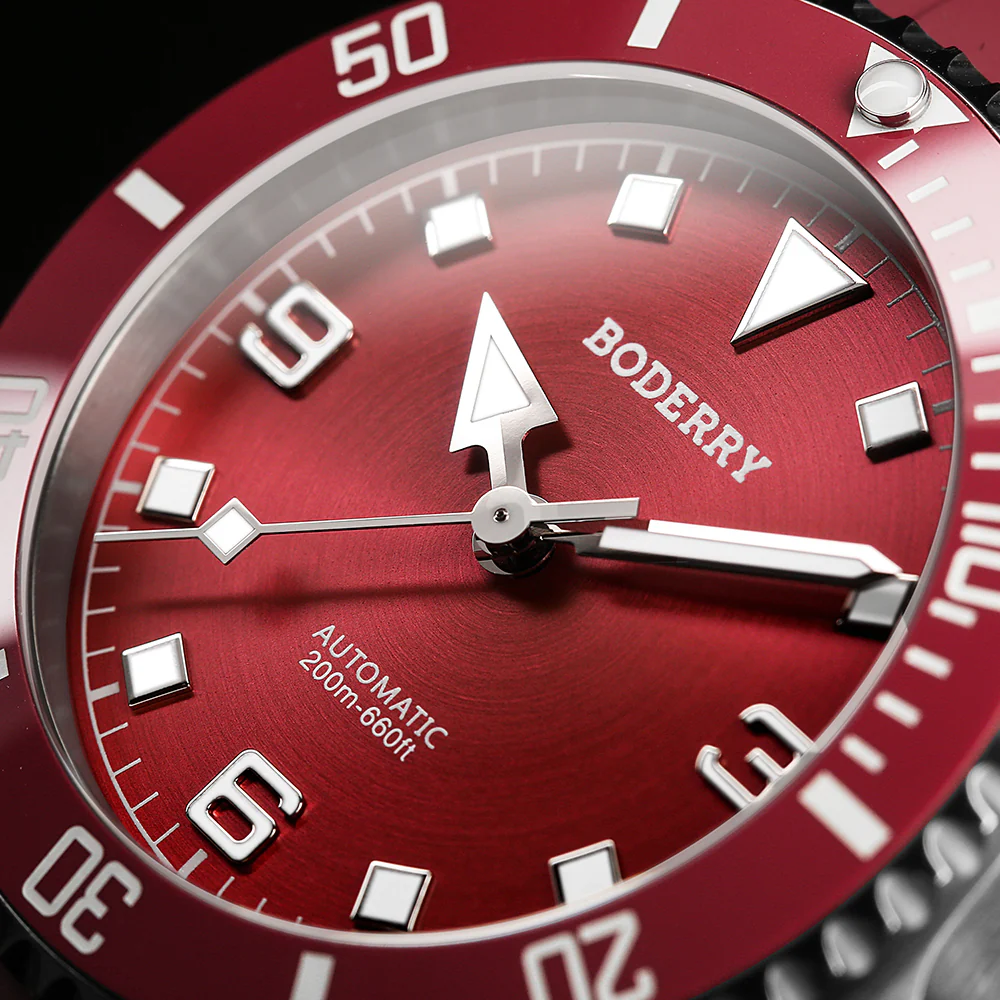 ADMIRAL 3-Hand No-Date - 200M Waterproof Titanium Automatic Diver Watch | Coral Red(Ceramic Bezel) thumbnail 3