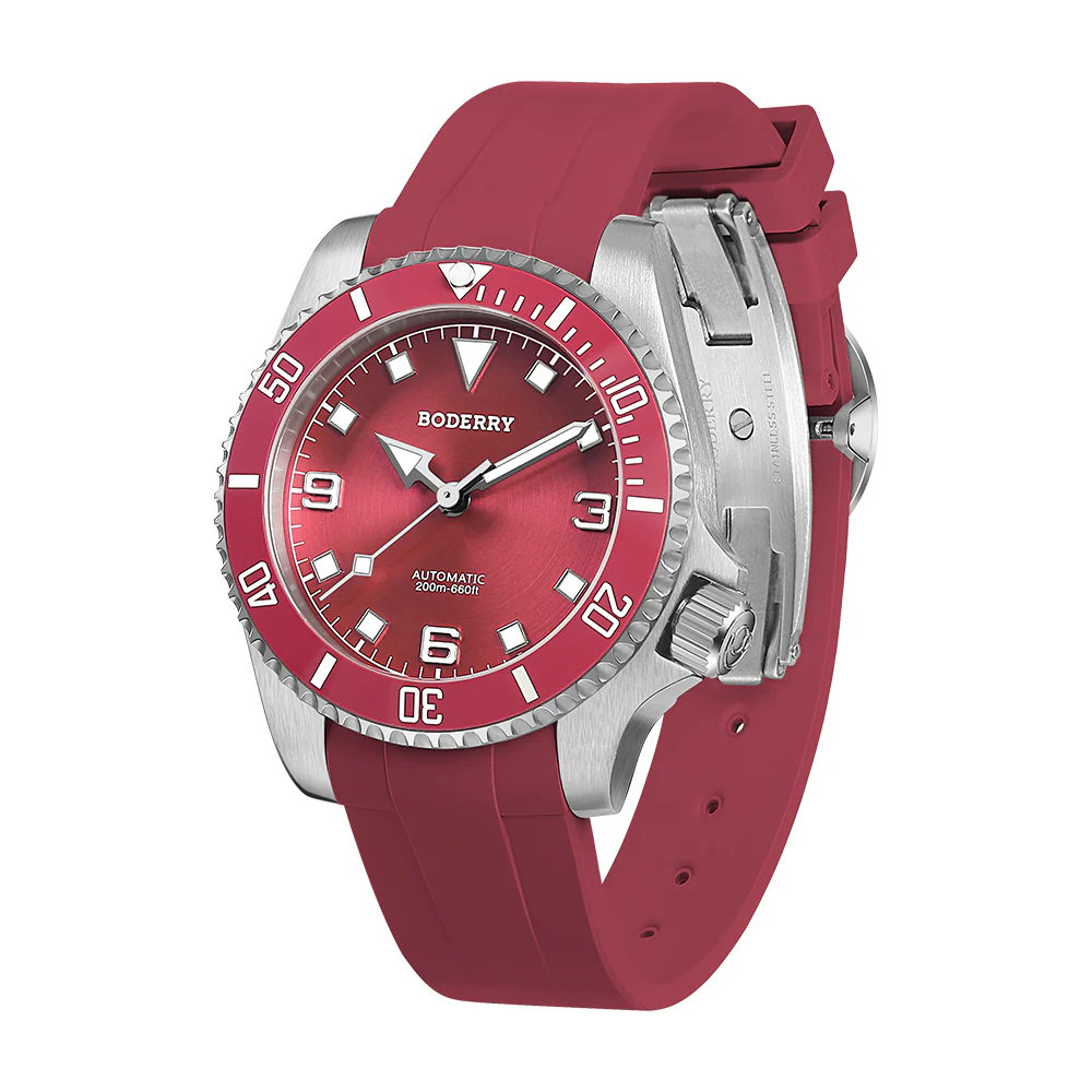 ADMIRAL 3-Hand No-Date - 200M Waterproof Titanium Automatic Diver Watch | Coral Red(Ceramic Bezel) thumbnail 4