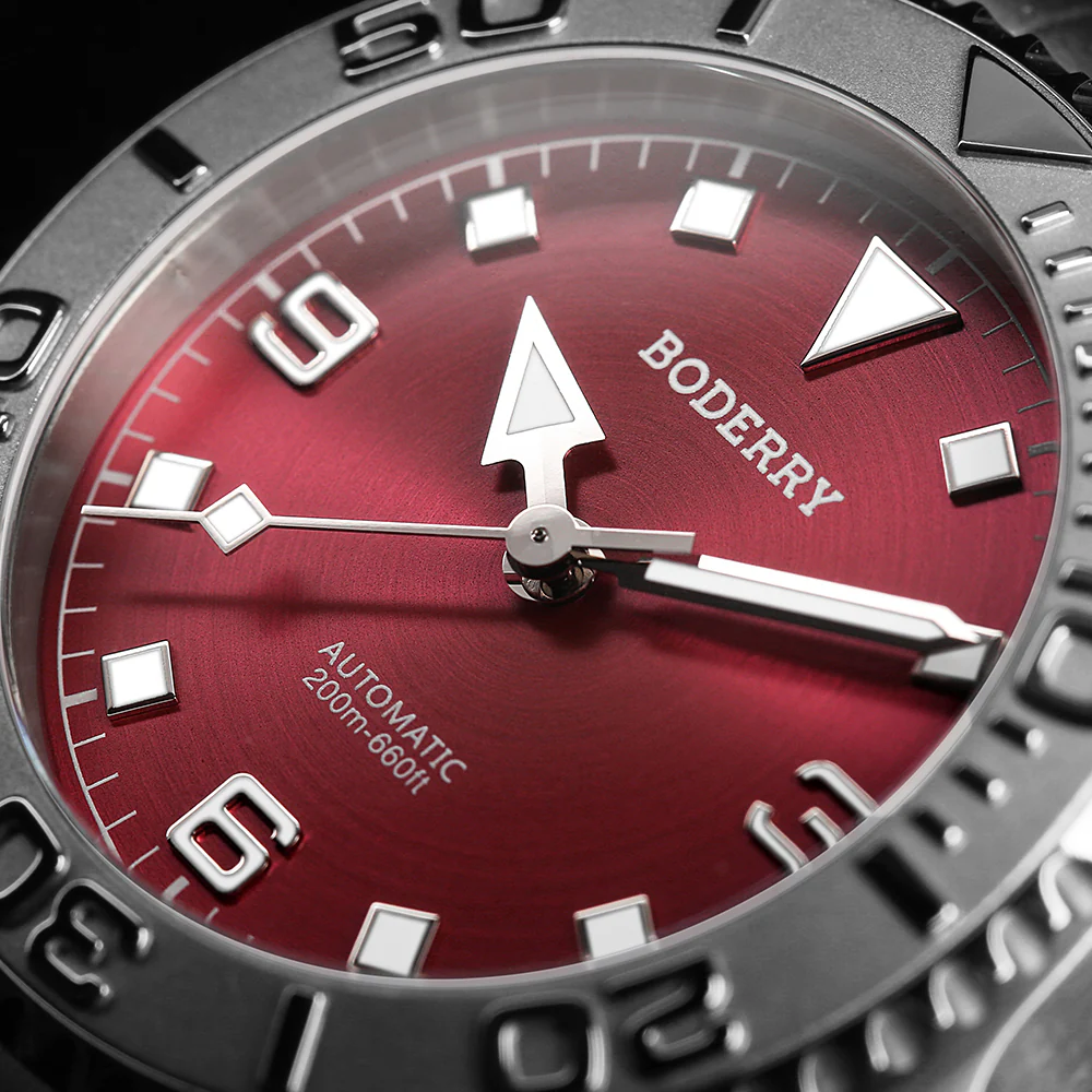 ADMIRAL 3-Hand No-Date - 200M Waterproof Titanium Automatic Diver Watch | Coral Red thumbnail 2