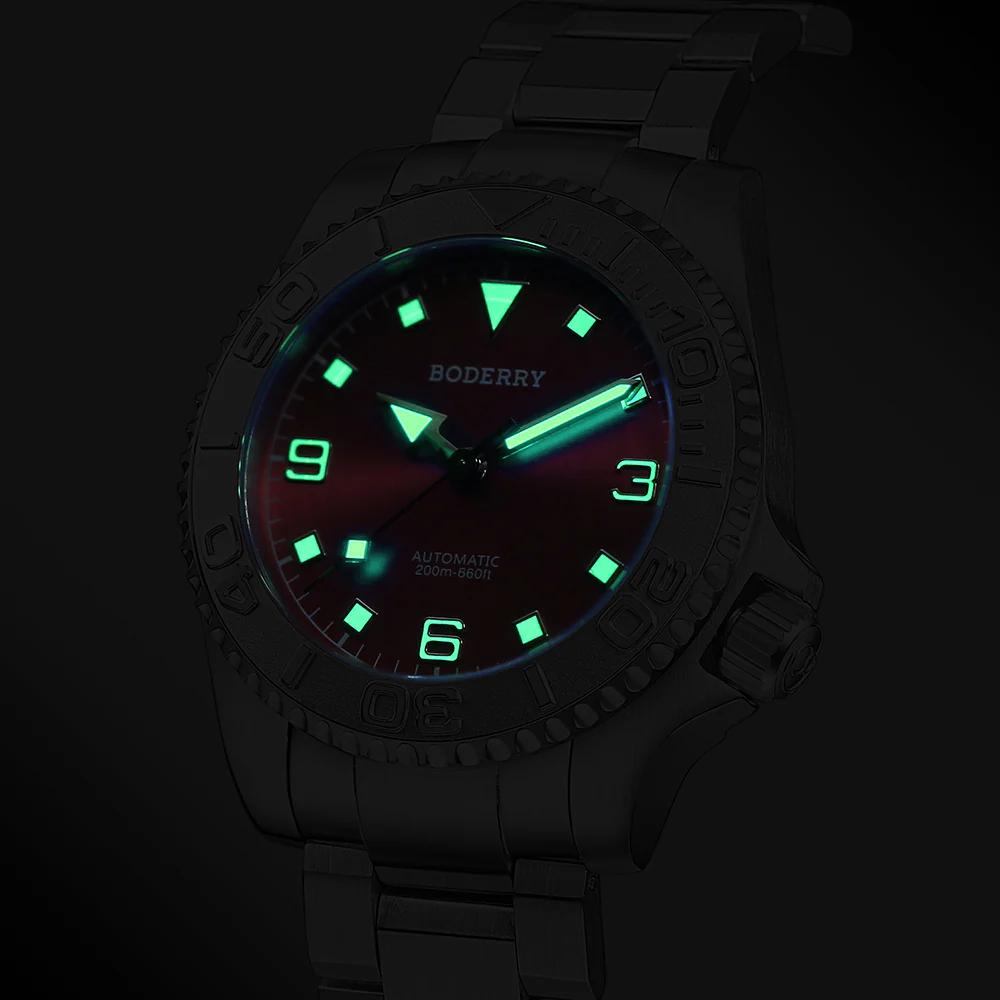 ADMIRAL 3-Hand No-Date - 200M Waterproof Titanium Automatic Diver Watch | Coral Red thumbnail 3