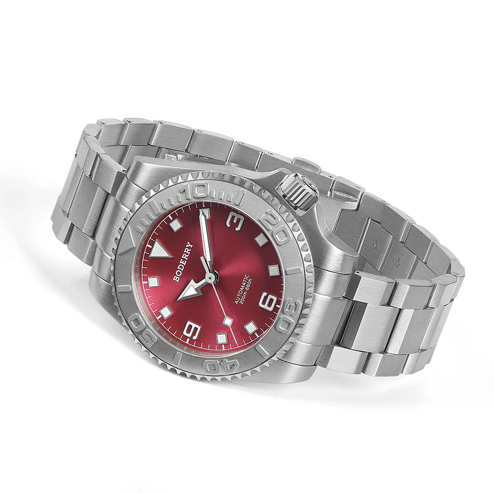 ADMIRAL 3-Hand No-Date - 200M Waterproof Titanium Automatic Diver Watch | Coral Red thumbnail 4