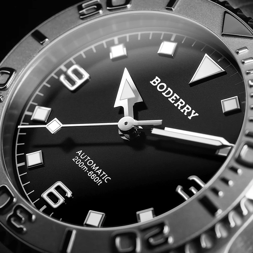 ADMIRAL 3-Hand No-Date - 200M Waterproof Titanium Automatic Diver Watch | Jet Black thumbnail 2