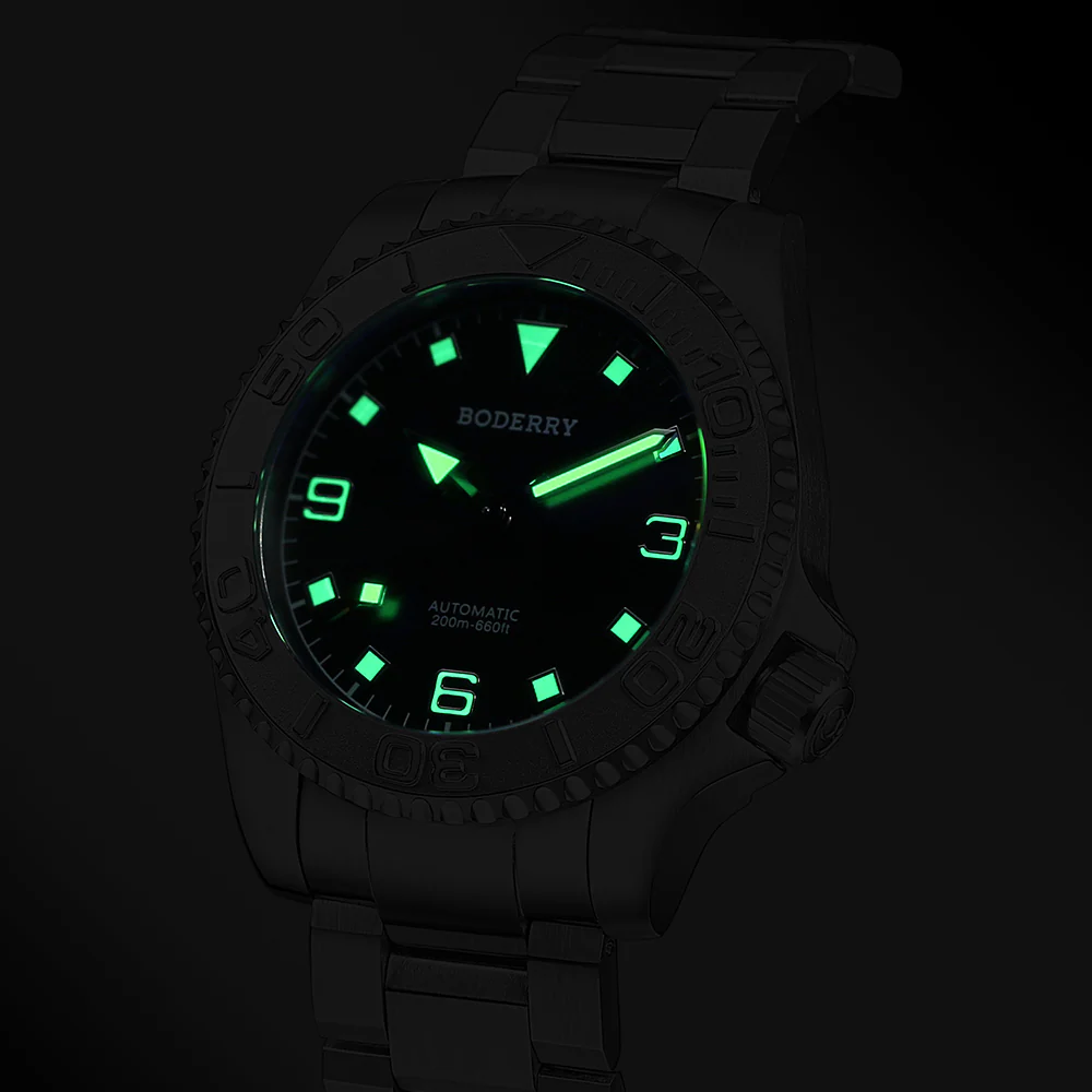 ADMIRAL 3-Hand No-Date - 200M Waterproof Titanium Automatic Diver Watch | Jet Black thumbnail 3