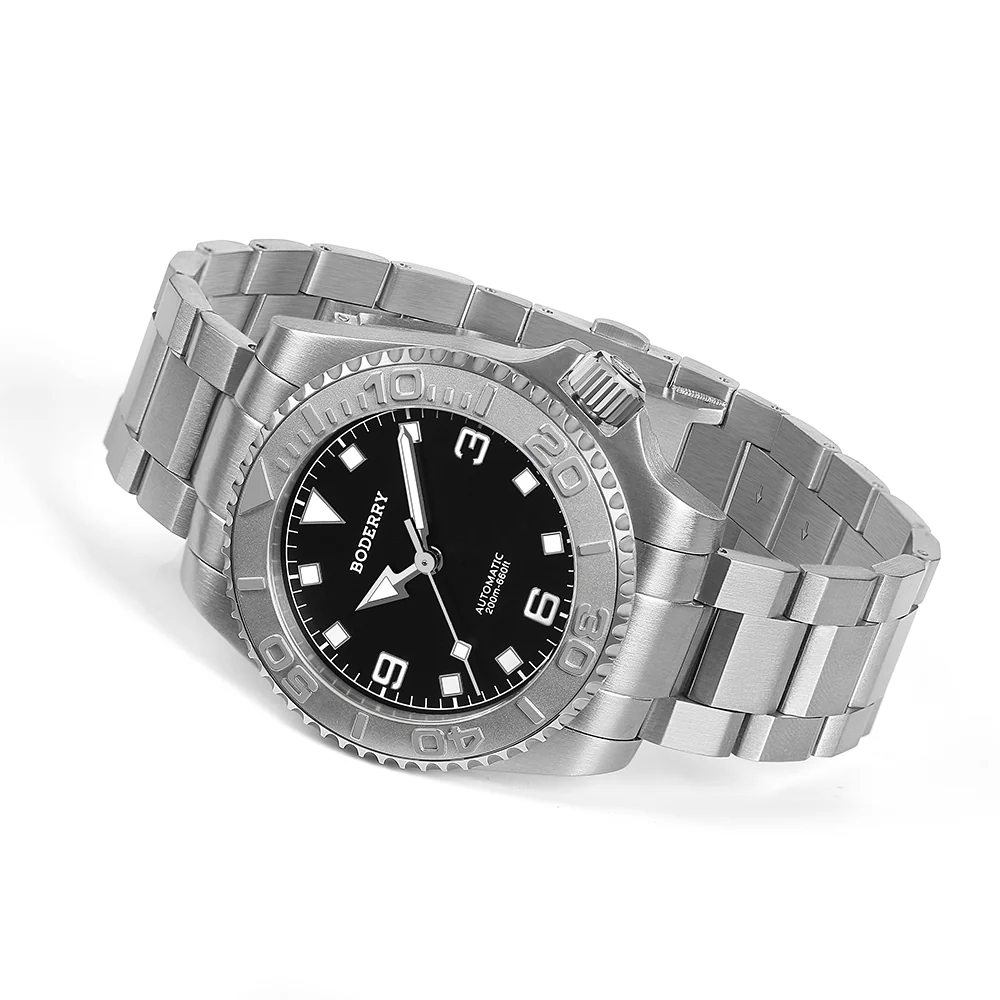 ADMIRAL 3-Hand No-Date - 200M Waterproof Titanium Automatic Diver Watch | Jet Black thumbnail 4