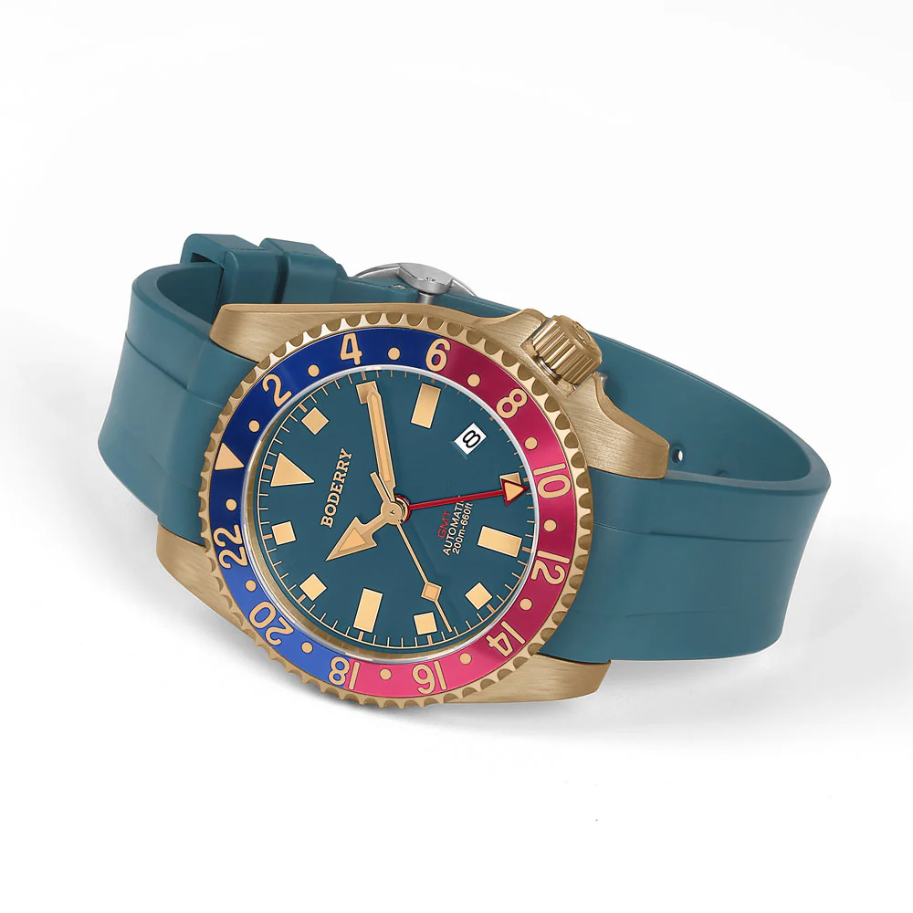 ADMIRAL GMT - 200M Waterproof Bronze Automatic Diver Watch | Blue thumbnail 3