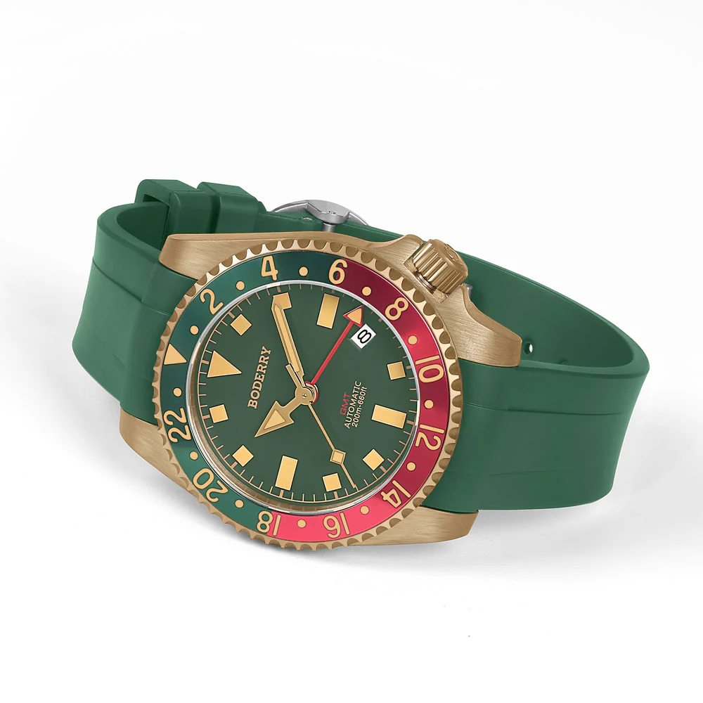 ADMIRAL GMT - 200M Waterproof Bronze Automatic Diver Watch | Green thumbnail 3