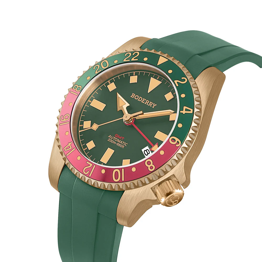 ADMIRAL GMT - 200M Waterproof Bronze Automatic Diver Watch | Green thumbnail 4