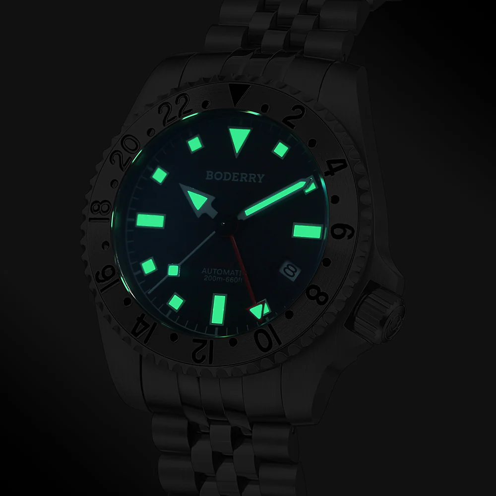 ADMIRAL GMT - 200M Waterproof Titanium Automatic Diver Watch | Black-Ti thumbnail 3