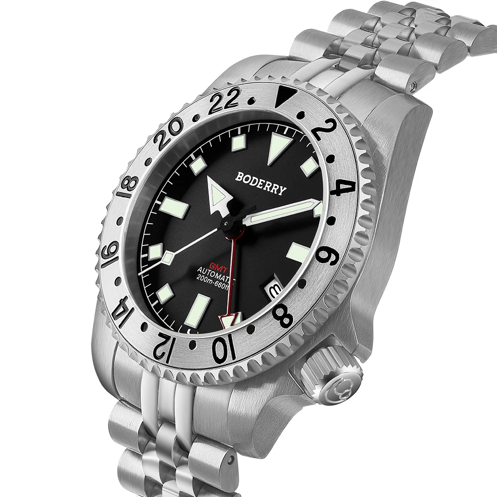 ADMIRAL GMT - 200M Waterproof Titanium Automatic Diver Watch | Black-Ti thumbnail 4