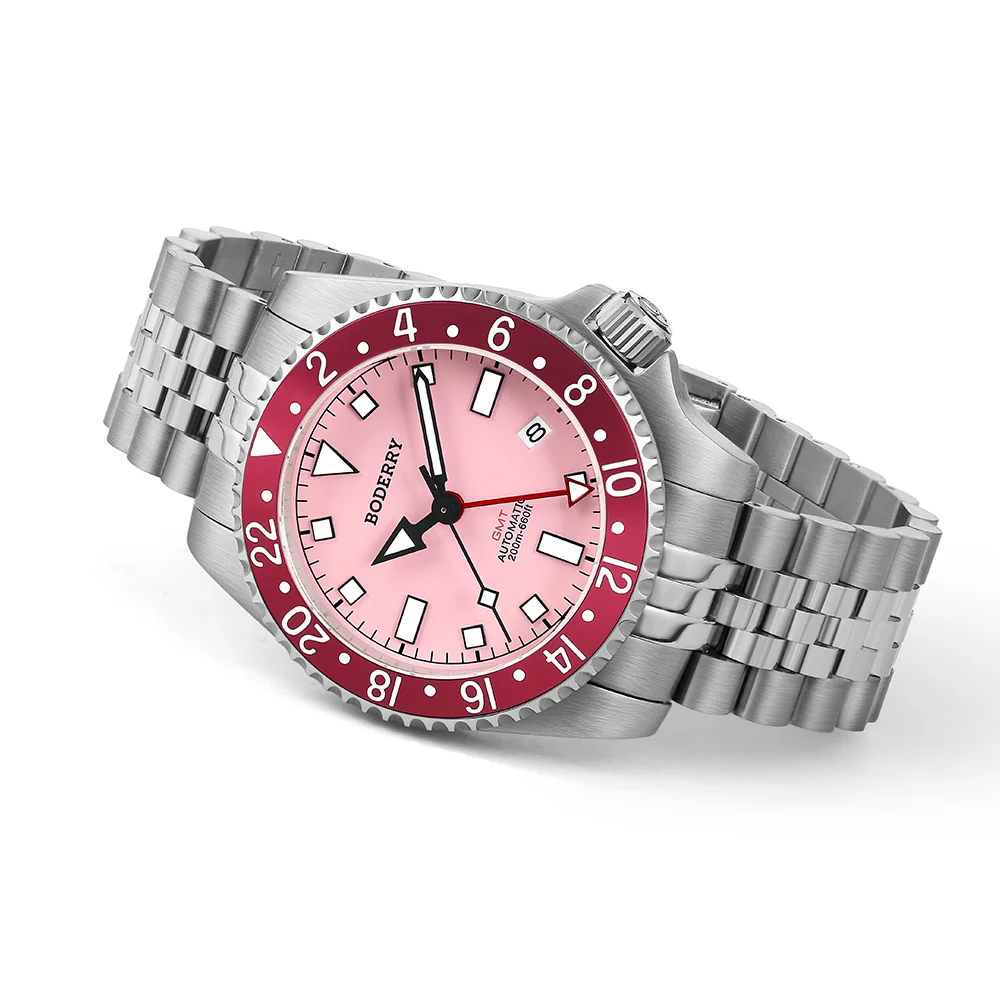 ADMIRAL GMT - 200M Waterproof Titanium Automatic Diver Watch | Pink thumbnail 4