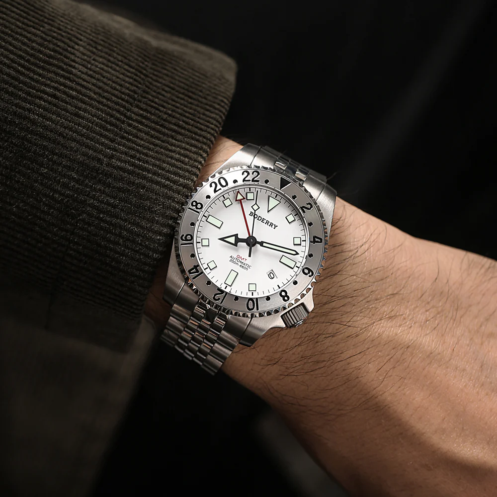ADMIRAL GMT - 200M Waterproof Titanium Automatic Diver Watch | White-Ti thumbnail 2