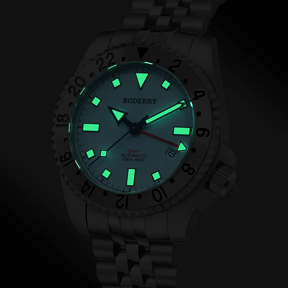 ADMIRAL GMT - 200M Waterproof Titanium Automatic Diver Watch | White-Ti thumbnail 3