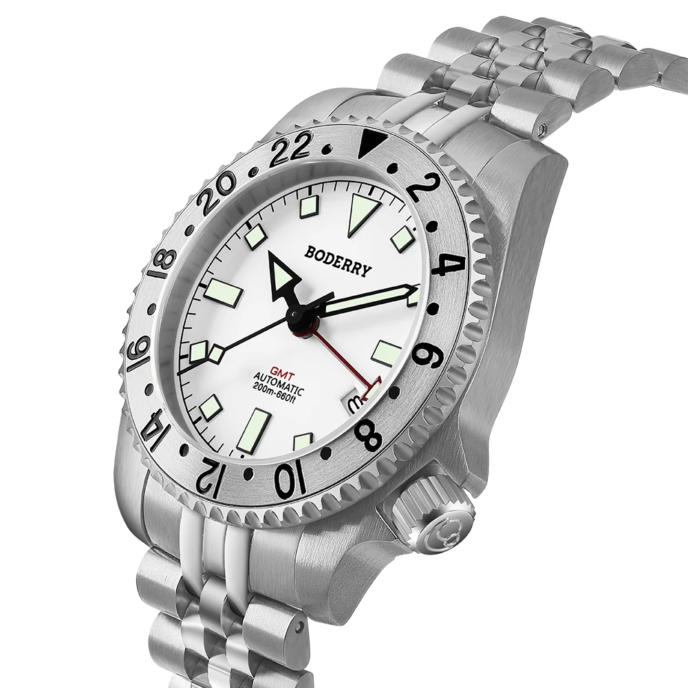 ADMIRAL GMT - 200M Waterproof Titanium Automatic Diver Watch | White-Ti thumbnail 4