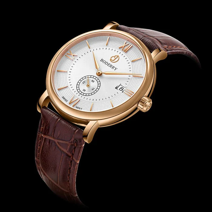 ELEGANT - Swiss Quartz Movement Watch| Rose Gold & White Dial thumbnail 2