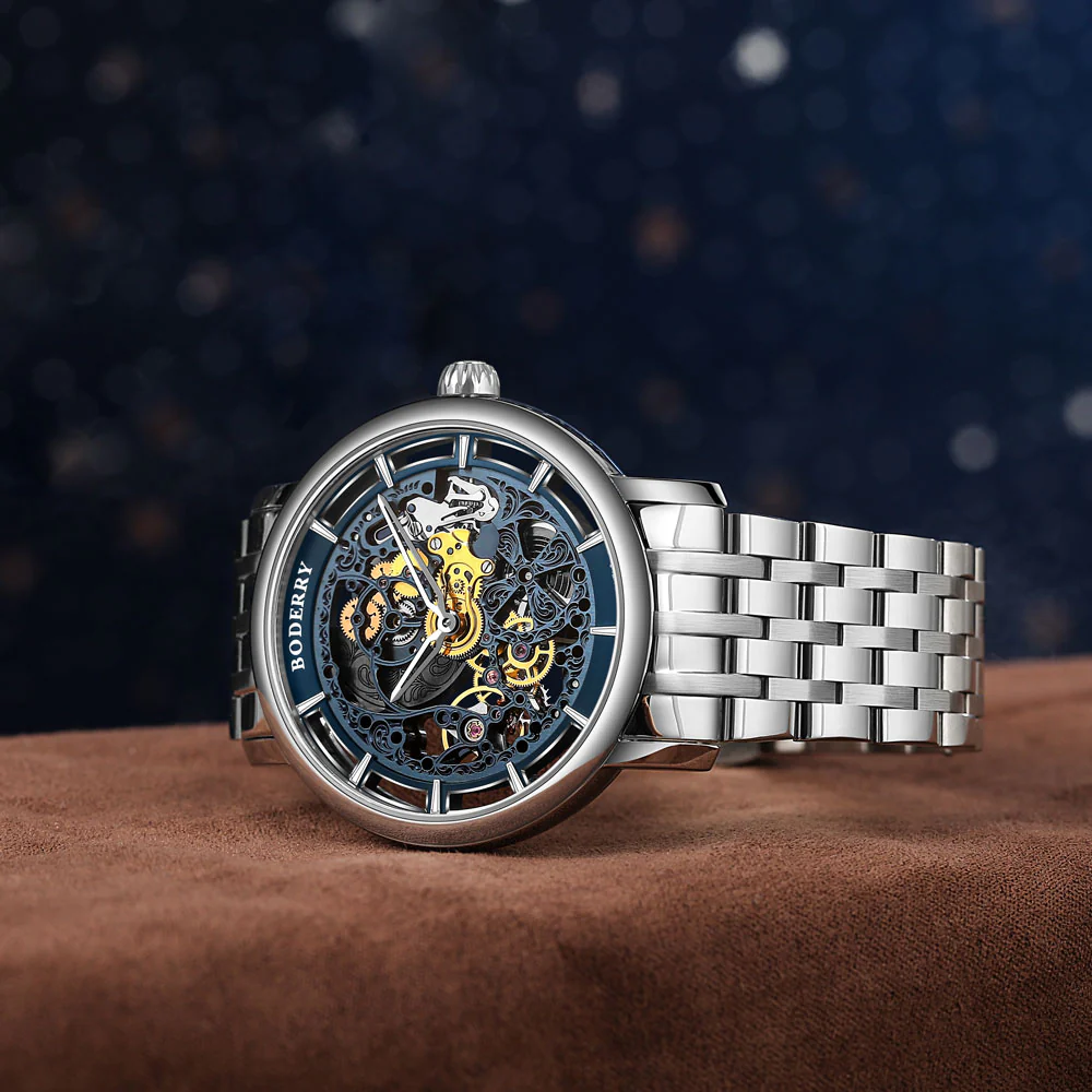 ELITE II - Engraved Micro-rotor Watch | Blue thumbnail 3