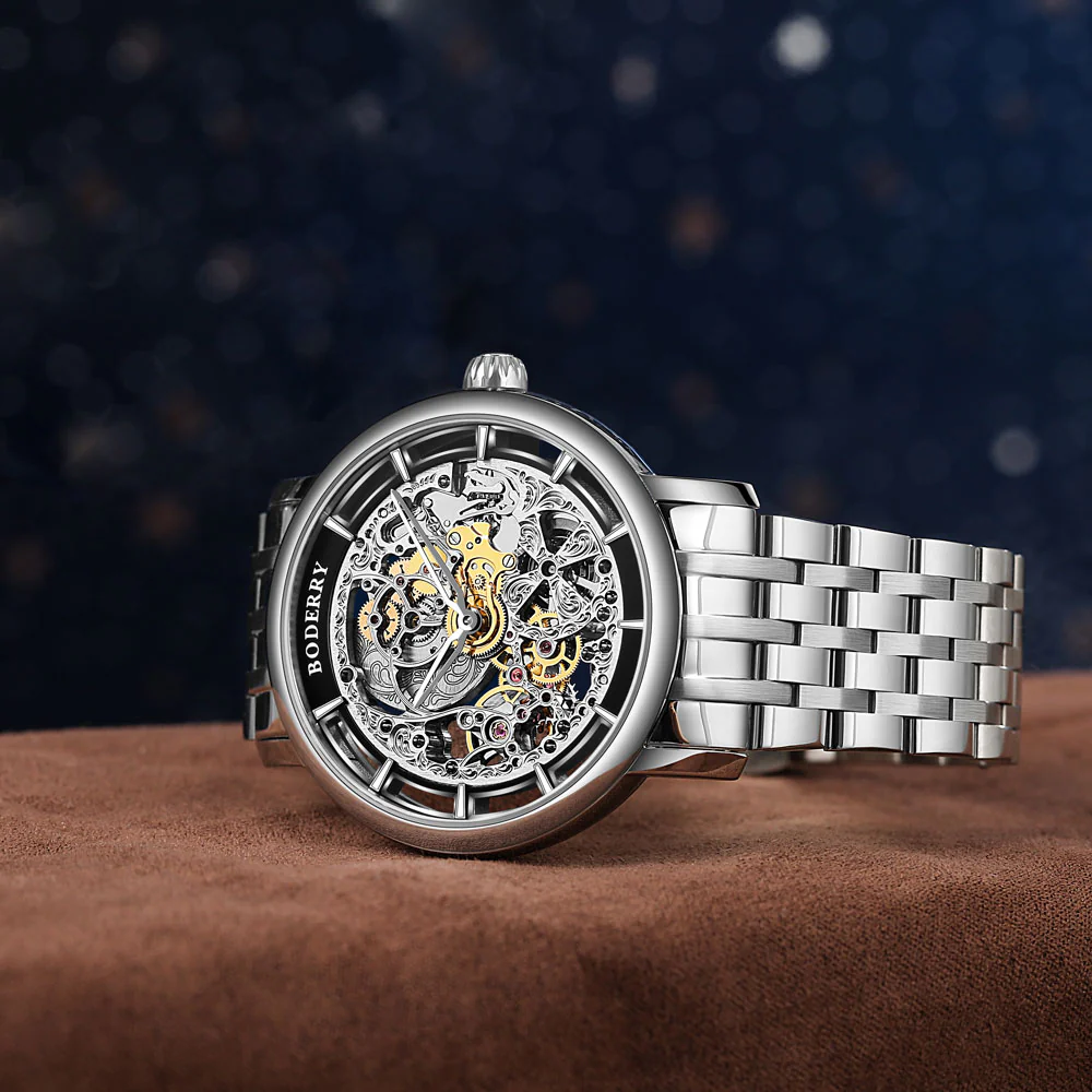 ELITE II - Engraved Micro-rotor Watch | Silver thumbnail 3