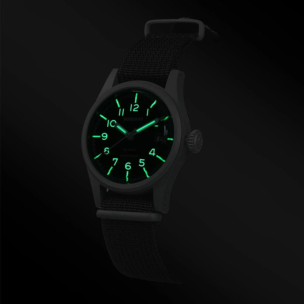 LANDMASTER - 100M Waterproof Titanium Automatic Field Watch | Black thumbnail 3