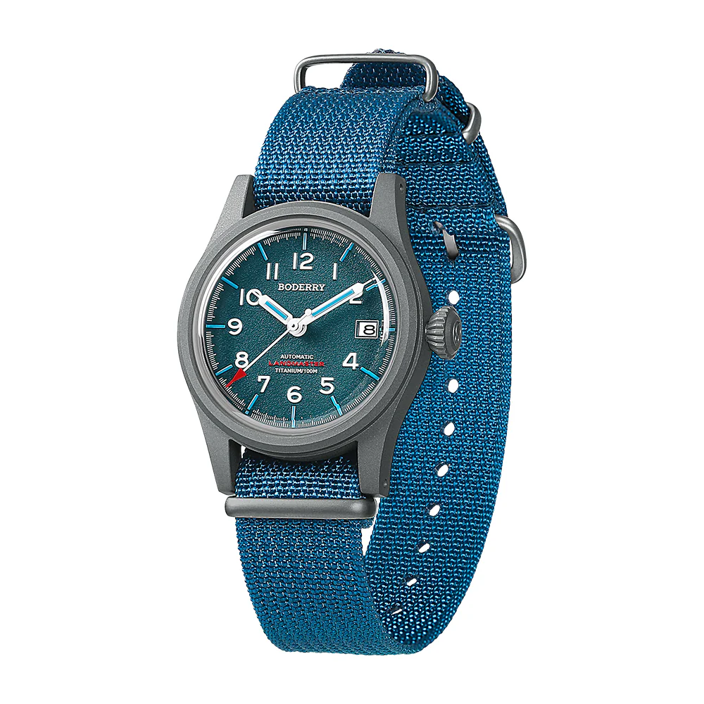 LANDMASTER - 100M Waterproof Titanium Automatic Field Watch | Blue thumbnail 3