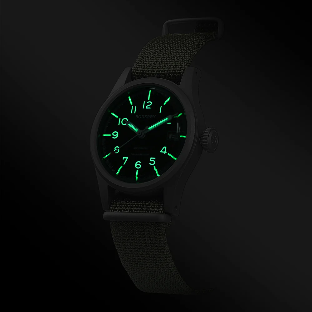 LANDMASTER - 100M Waterproof Titanium Automatic Field Watch | Green thumbnail 2