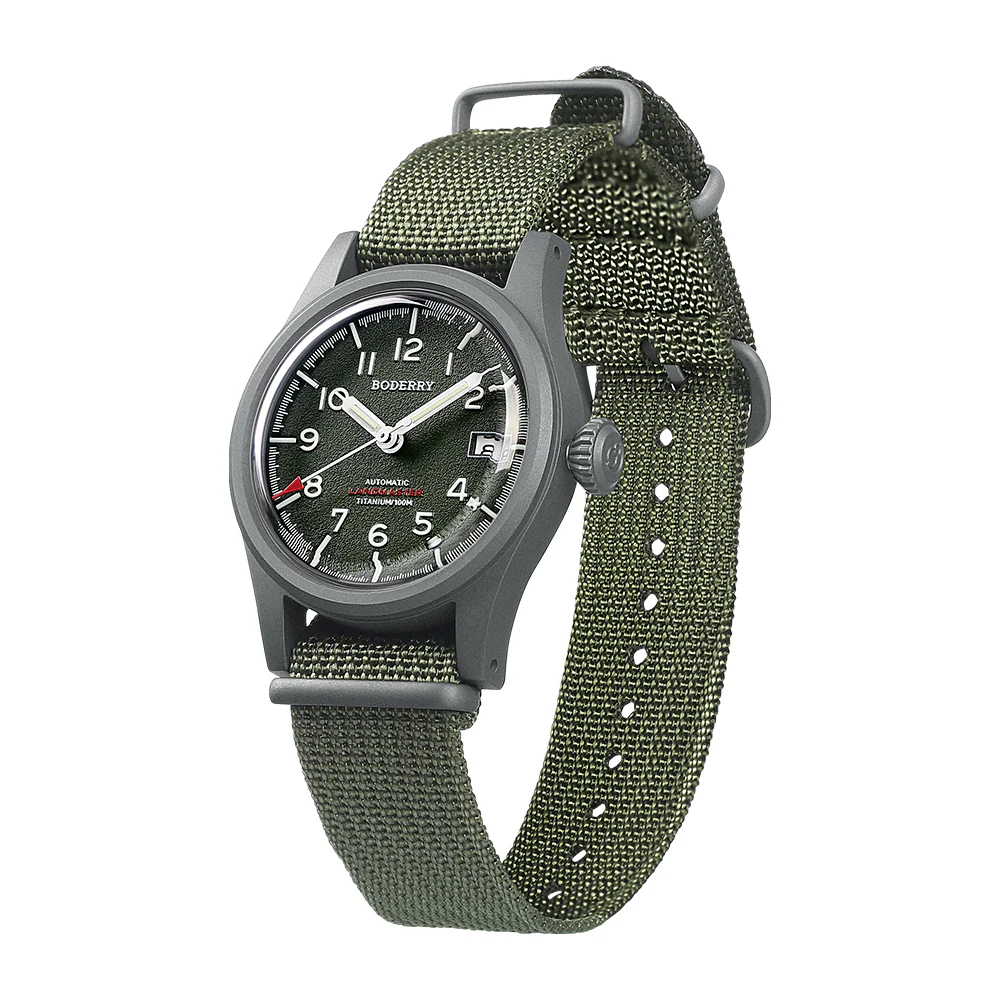 LANDMASTER - 100M Waterproof Titanium Automatic Field Watch | Green thumbnail 4