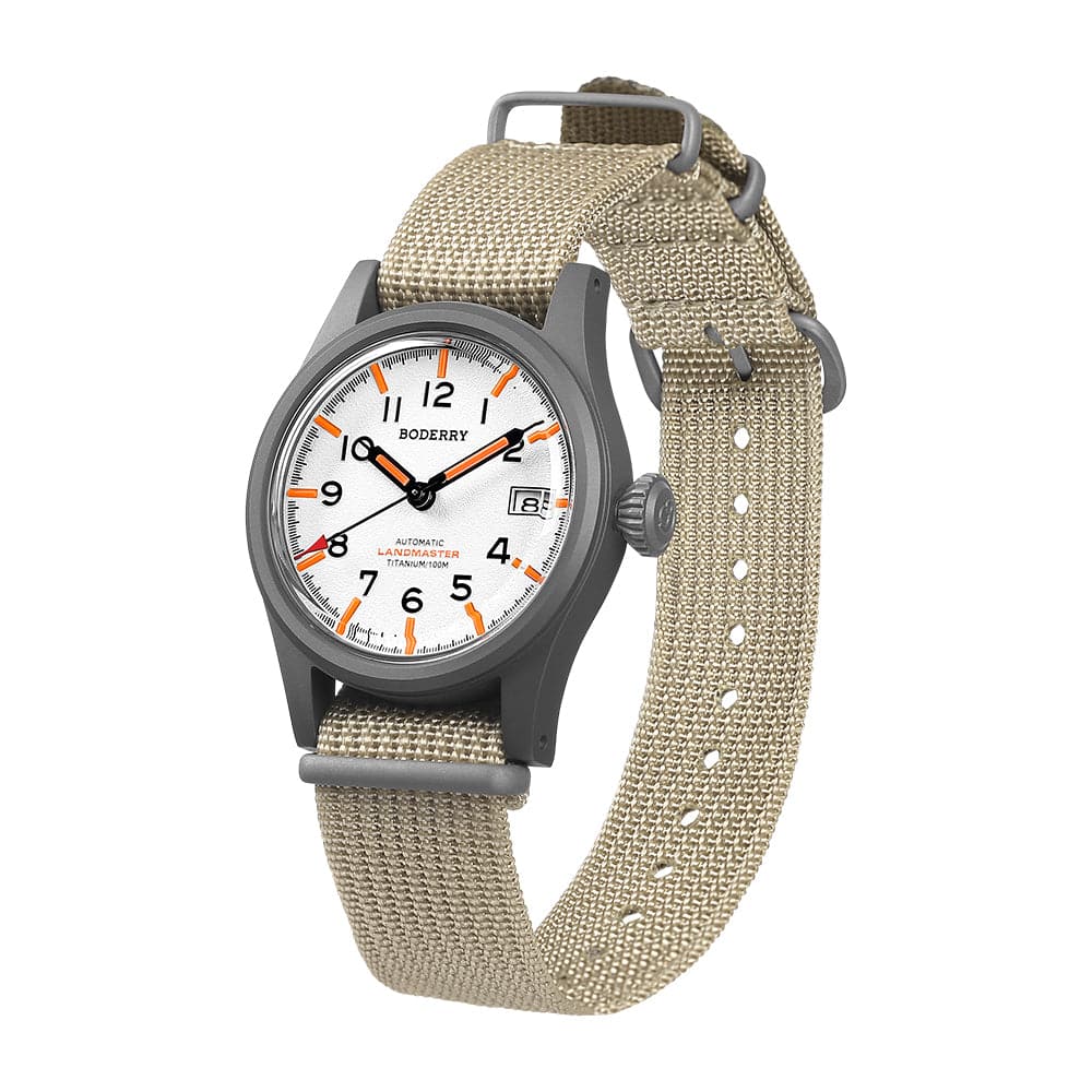 LANDMASTER - 100M Waterproof Titanium Automatic Field Watch | White thumbnail 3