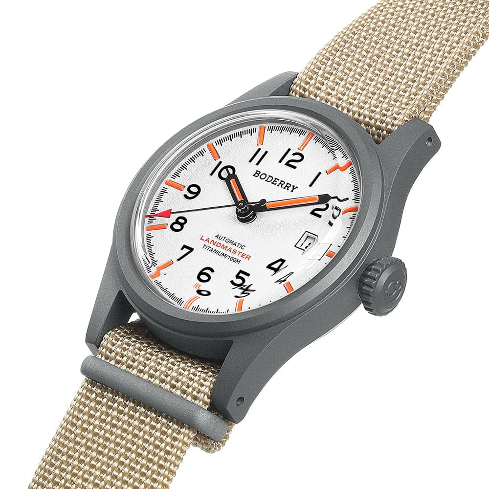 LANDMASTER - 100M Waterproof Titanium Automatic Field Watch | White thumbnail 4