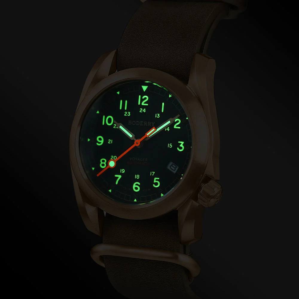 VOYAGER - 100M Waterproof Bronze Automatic Field Watch | Black thumbnail 3