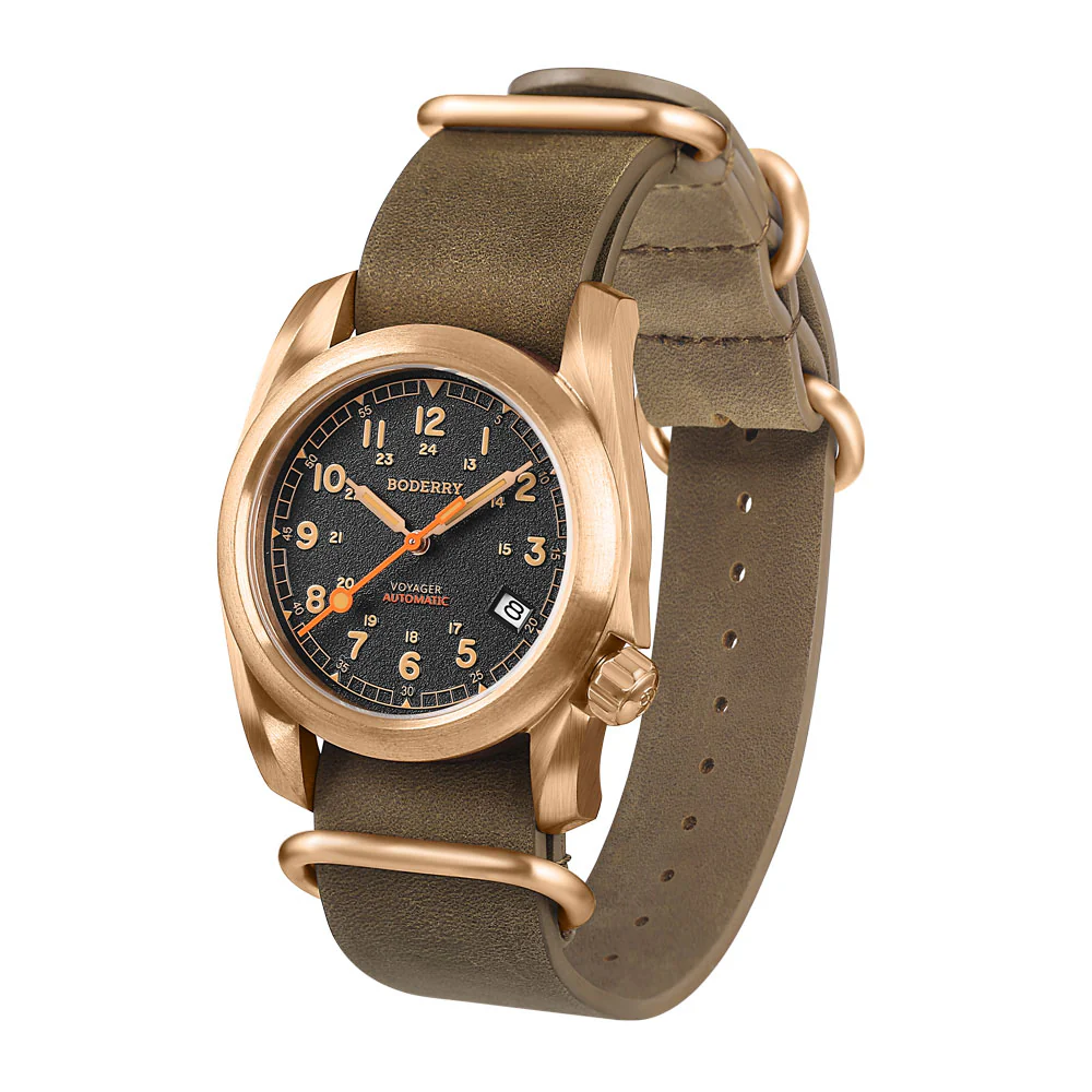 VOYAGER - 100M Waterproof Bronze Automatic Field Watch | Black thumbnail 4