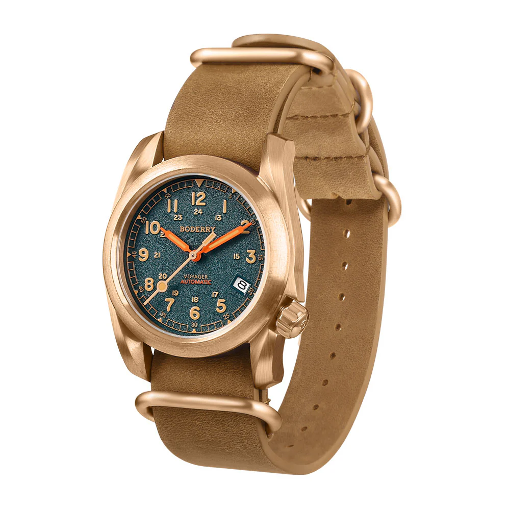VOYAGER - 100M Waterproof Bronze Automatic Field Watch | Sandstone Green thumbnail 3