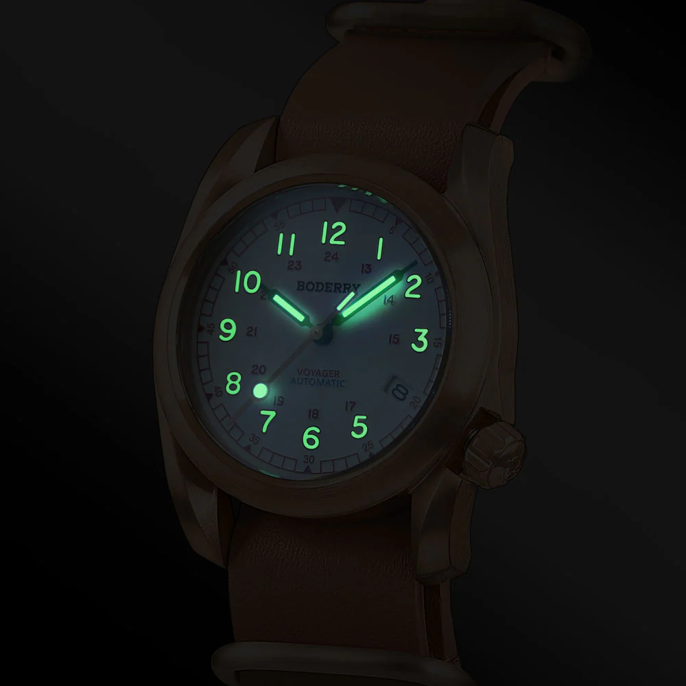 VOYAGER - 100M Waterproof Bronze Automatic Field Watch | White thumbnail 3