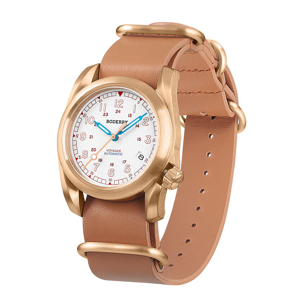 VOYAGER - 100M Waterproof Bronze Automatic Field Watch | White thumbnail 4
