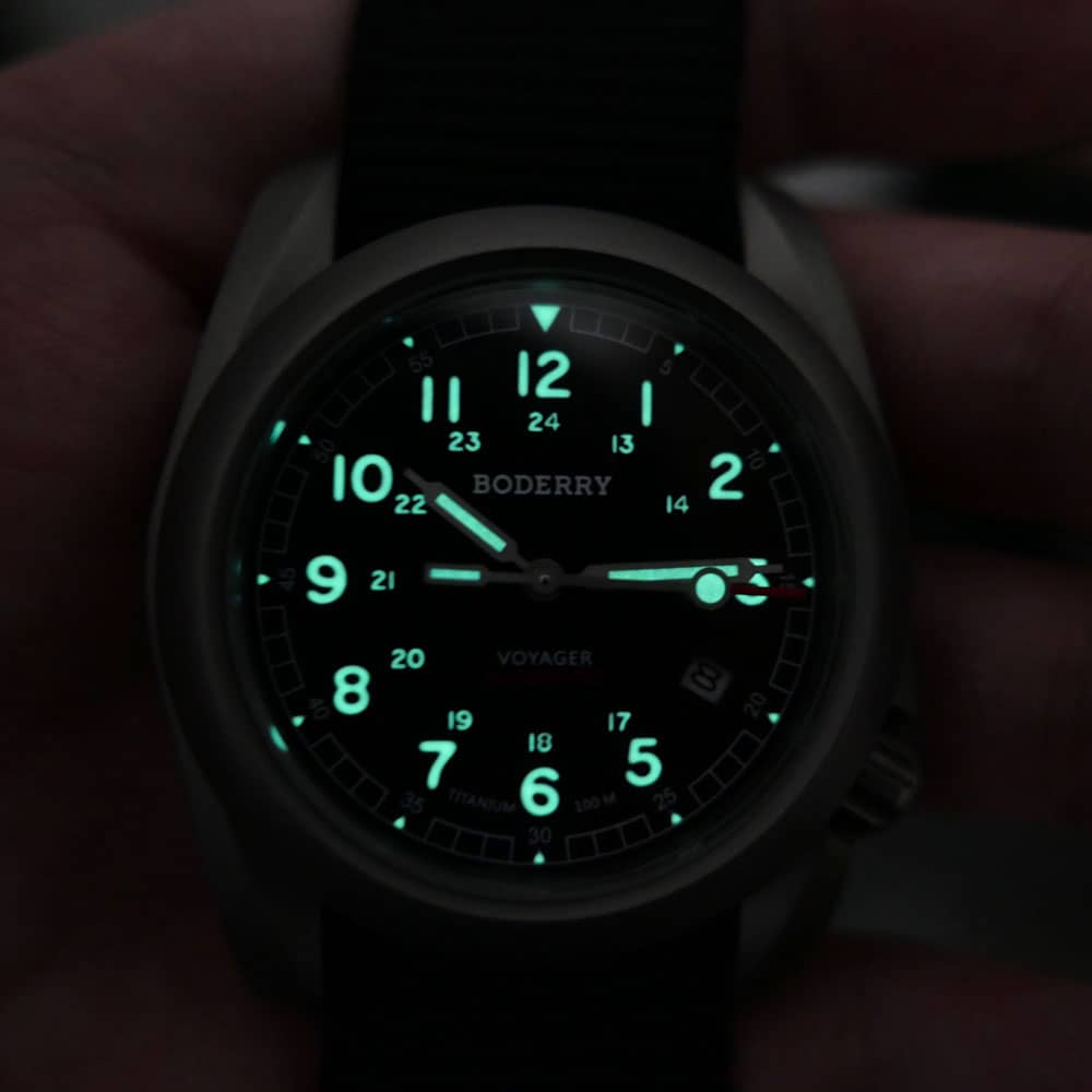 VOYAGER - 100M Waterproof Titanium Automatic Field Watch | Black thumbnail 2
