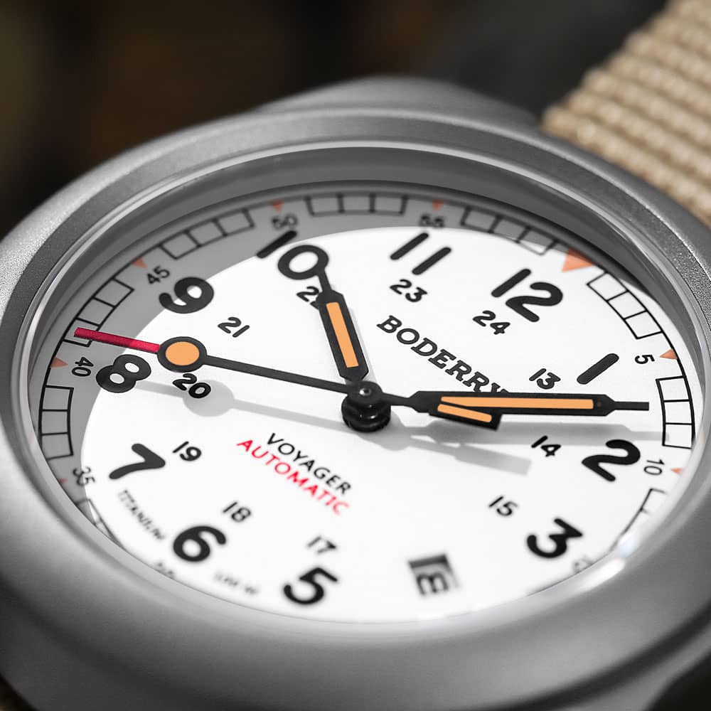 VOYAGER - 100M Waterproof Titanium Automatic Field Watch | White thumbnail 3