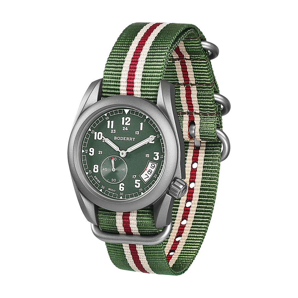 VOYAGER 38 - 100M Waterproof Titanium Field Watch | Green thumbnail 3