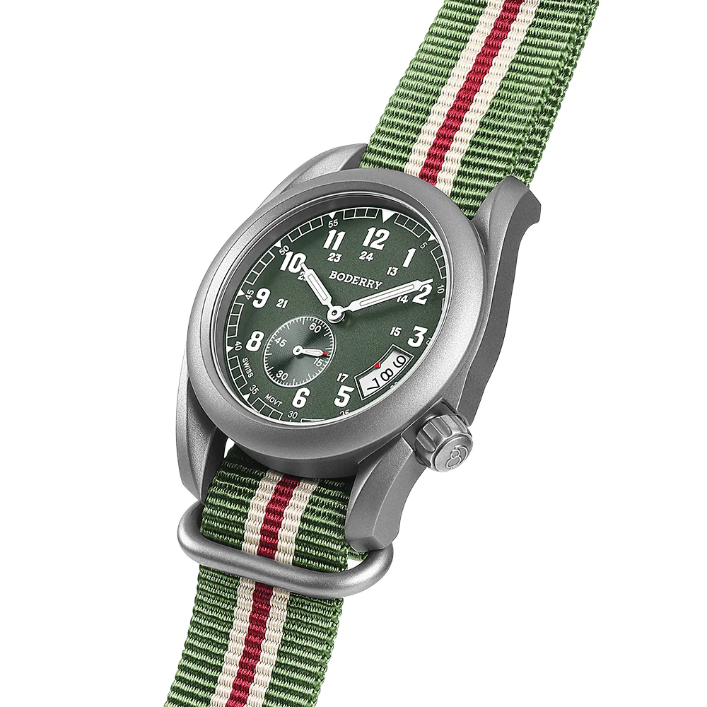 VOYAGER 38 - 100M Waterproof Titanium Field Watch | Green thumbnail 4