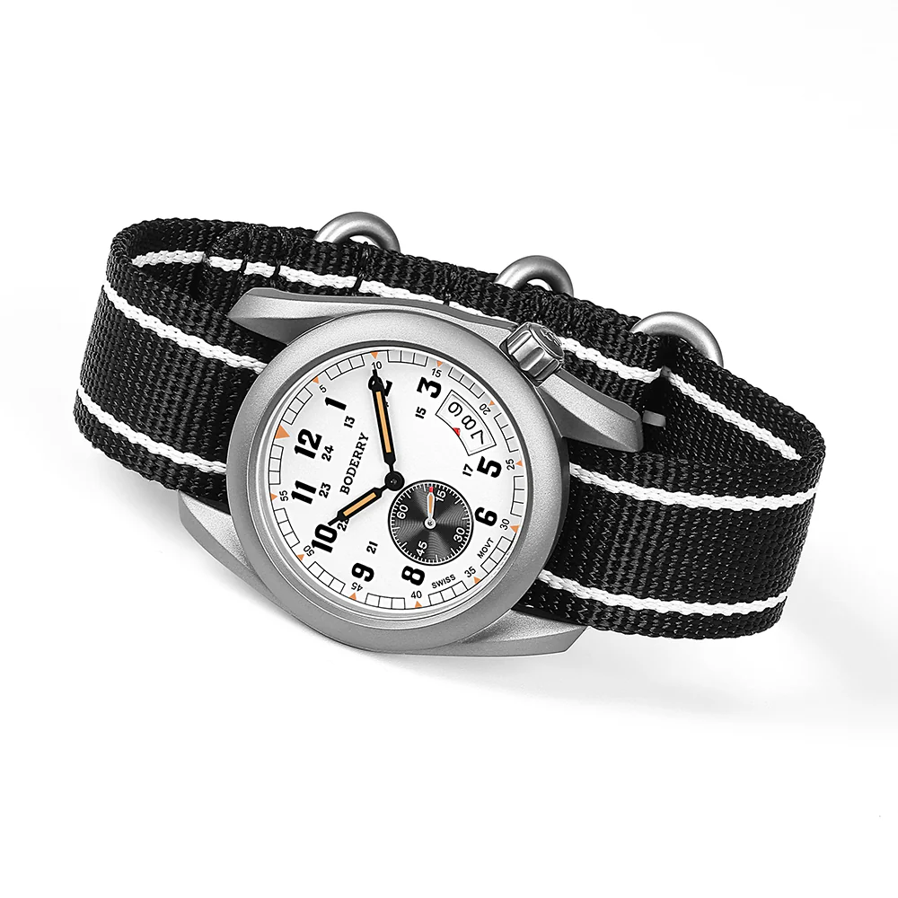 VOYAGER 38 - 100M Waterproof Titanium Field Watch | White thumbnail 4