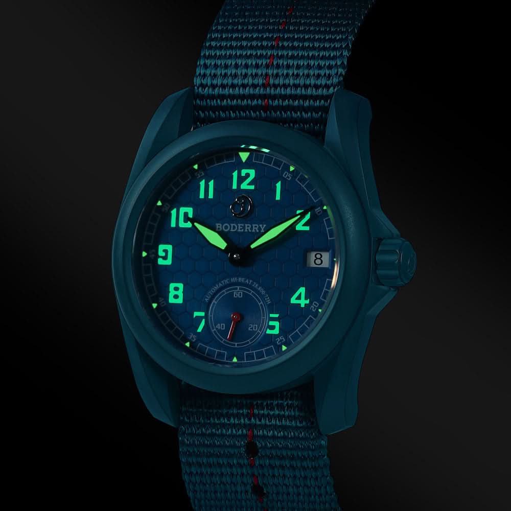 VOYAGER S72 – 72-Hour Power Reserve Titanium Automatic Field Watch, 100M Water Resistant | Cerulean Blue thumbnail 2
