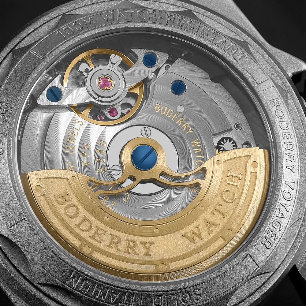 VOYAGER S72 – 72-Hour Power Reserve Titanium Automatic Field Watch, 100M Water Resistant | Cerulean Blue thumbnail 4