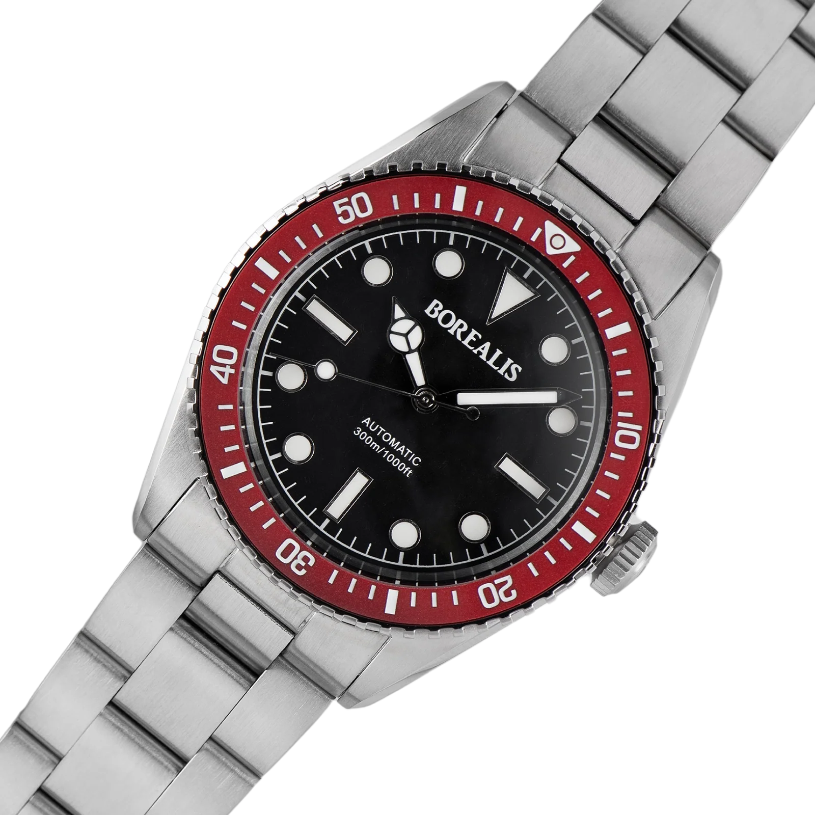 Borealis Bull Shark V2 Black Dial Mercedes Hands no Date Red Ceramic Bezel BBSV2AD thumbnail 3