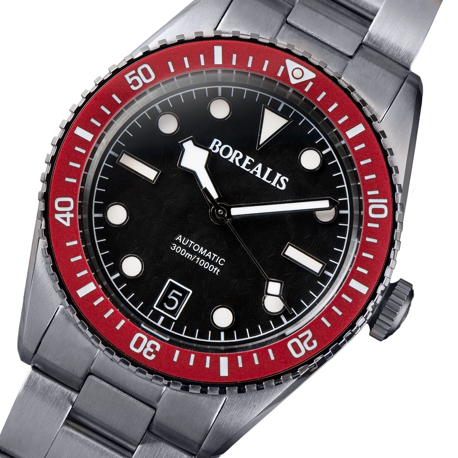 Borealis Bull Shark V2 Black Dial Red Ceramic Bezel Snow Flake Hands Date Miyota 9015 BBSV2BD thumbnail 3