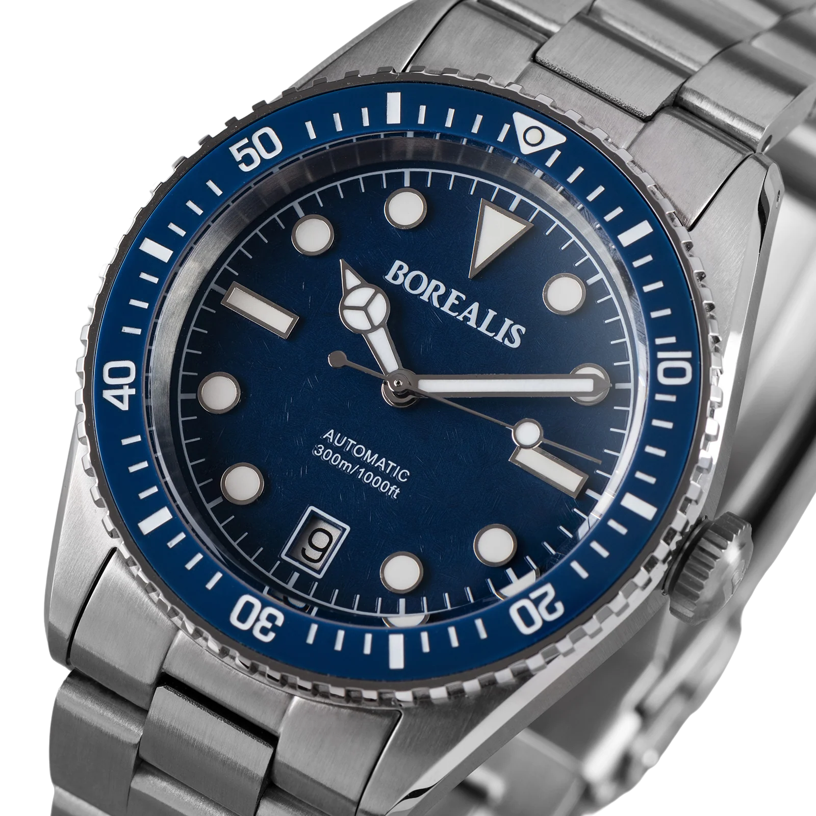 Borealis Bull Shark V2 Blue Dial Mercedes Hands Date Miyota 9015 BBSV2BC thumbnail 3