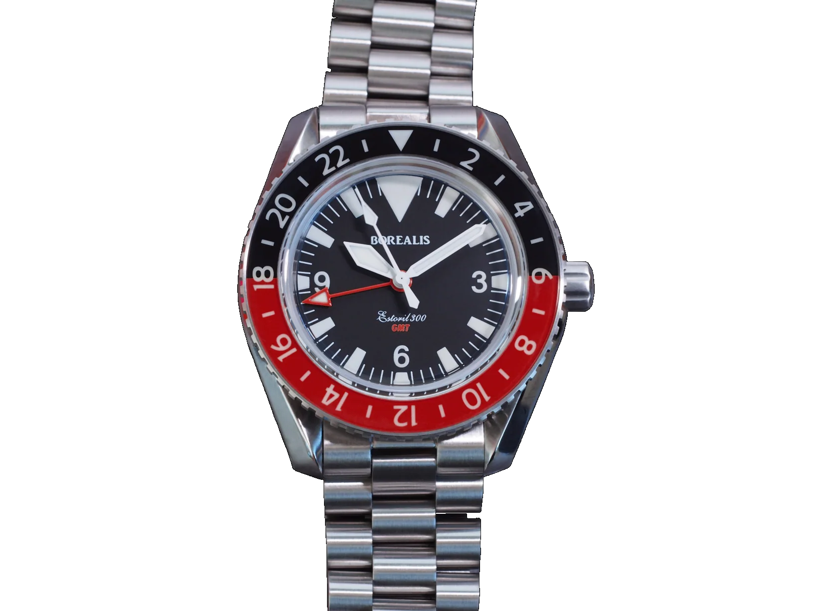 Borealis Estoril 300 GMT Black Dial Big Triangle No Date Black Red Bezel Version K1 thumbnail 2