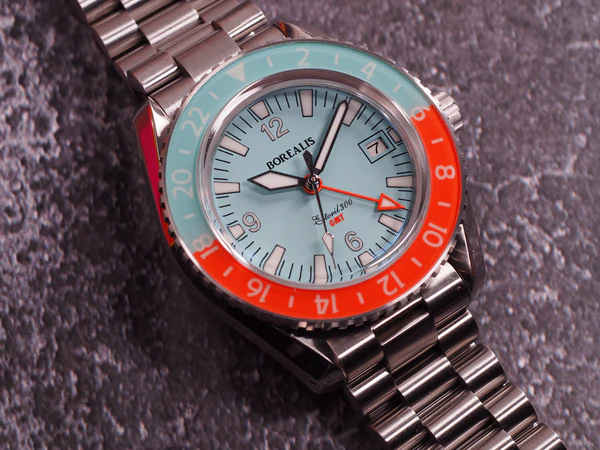 Borealis Estoril 300 GMT Blue Turquoise Dial Arabic Numbers Date Version D thumbnail 2