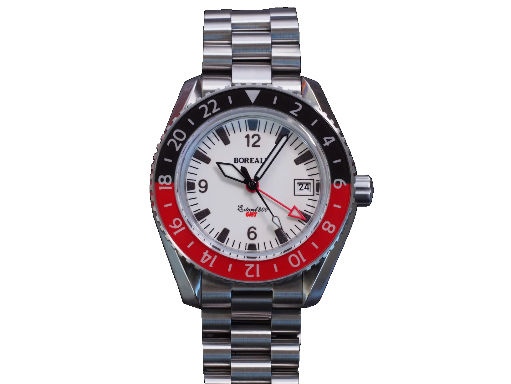 Borealis Estoril 300 GMT Lumed Dial Arabic Numbers Date Black Red Bezel Version J thumbnail 2