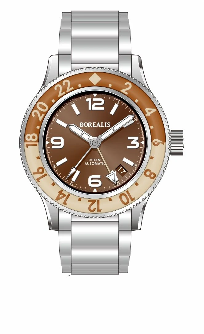 Borealis Sea Storm MK2 GMT Version BG Coffee Bezel Date