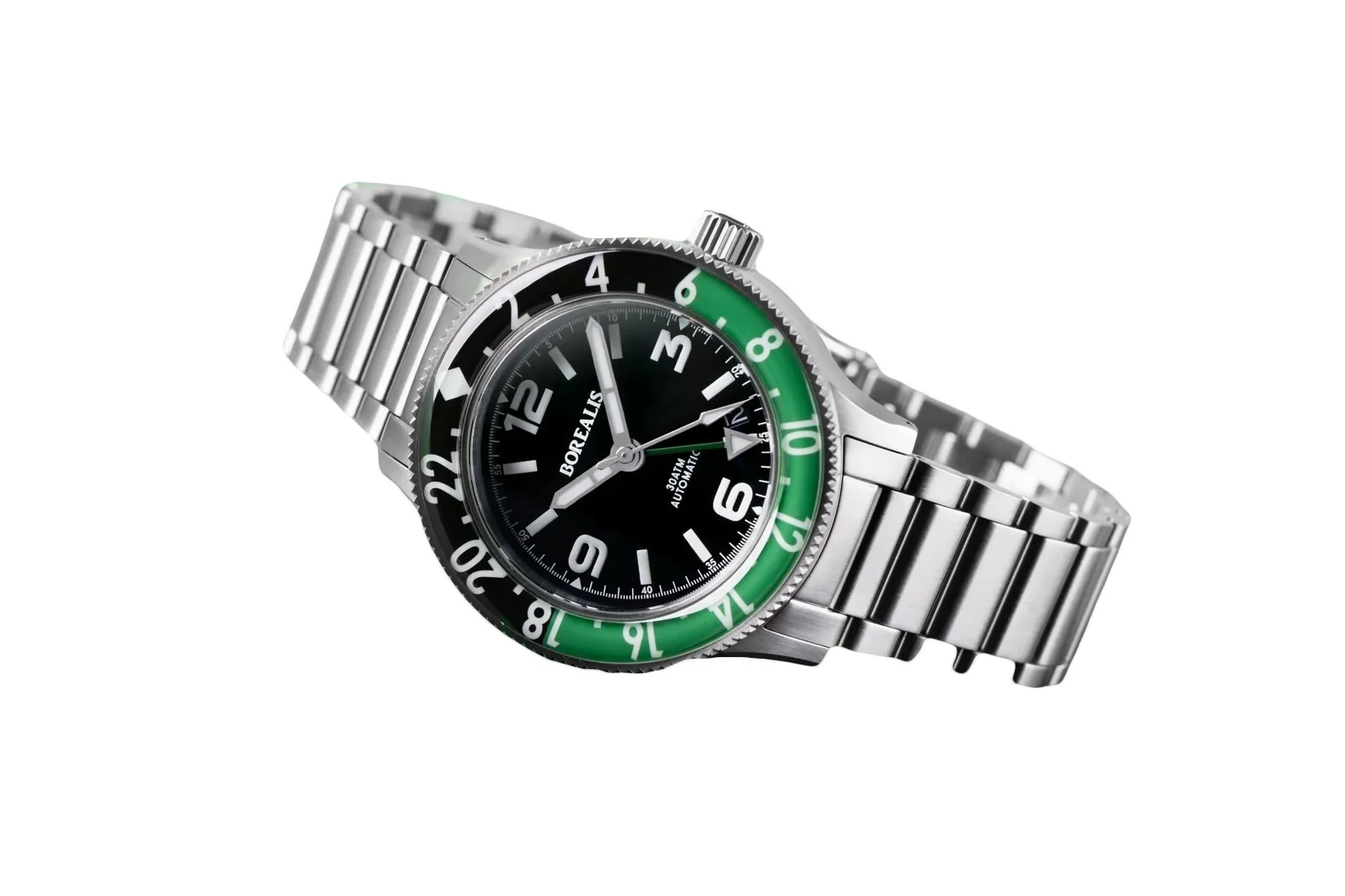 Borealis Sea Storm MK2 GMT Version BI Green Black Bezel Date thumbnail 2