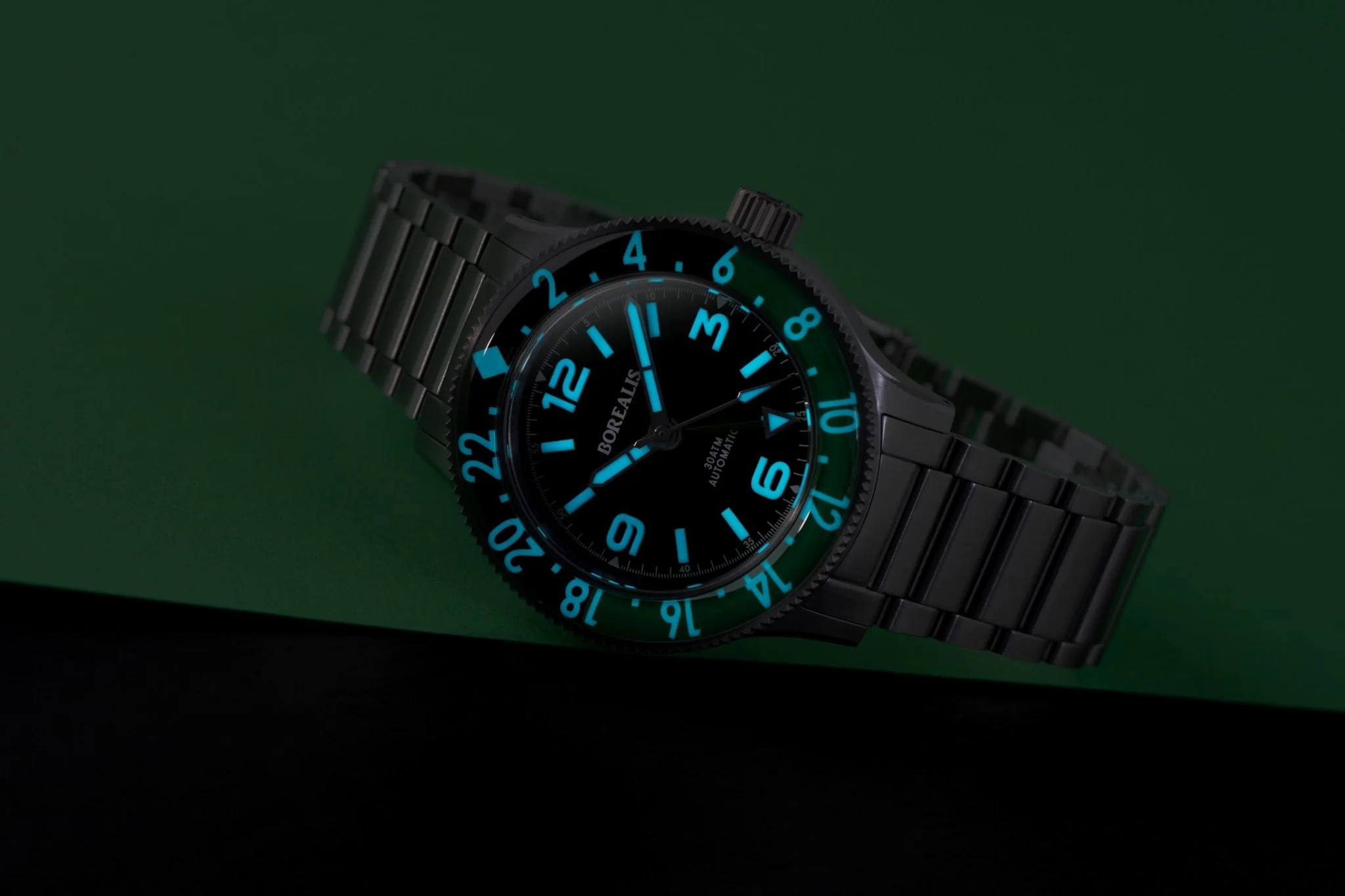 Borealis Sea Storm MK2 GMT Version BI1 Green Black Bezel No Date