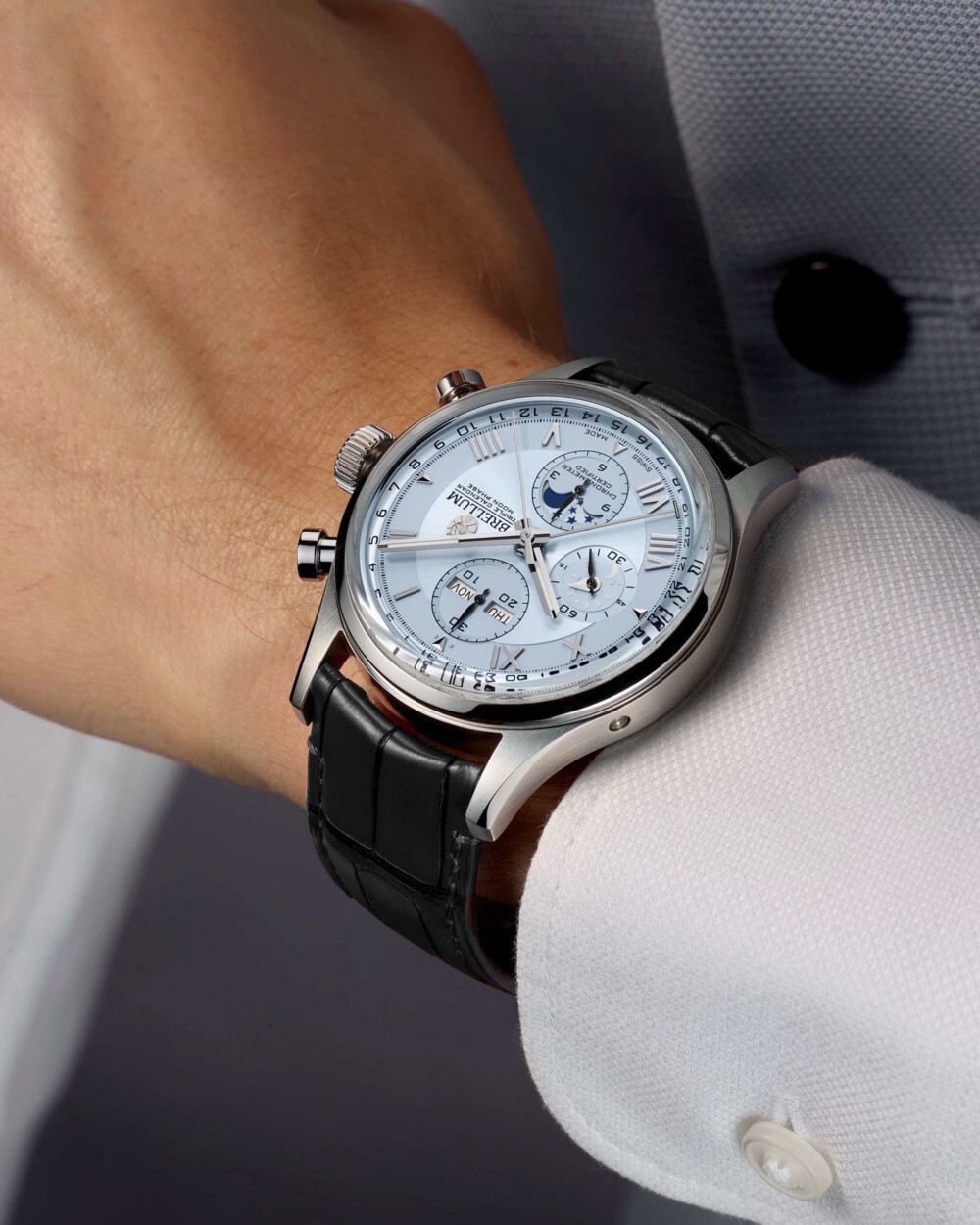 NEW Brellum Duobox TC Moonphase ICE BLUE Chronometer thumbnail 2